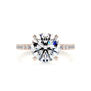 3.12ct Round Cut Hidden Halo Pave Moissanite Diamond Engagement Ring