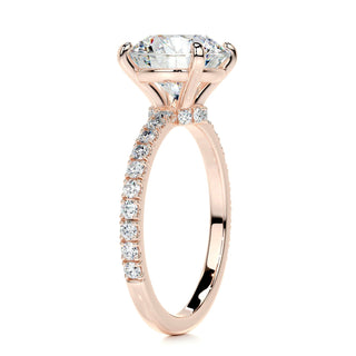 3.12ct Round Cut Hidden Halo Pave Moissanite Diamond Engagement Ring
