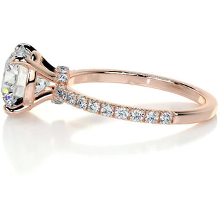 3.12ct Round Cut Hidden Halo Pave Moissanite Diamond Engagement Ring