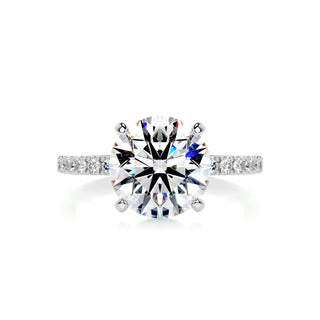 3.12ct Round Cut Hidden Halo Pave Moissanite Diamond Engagement Ring
