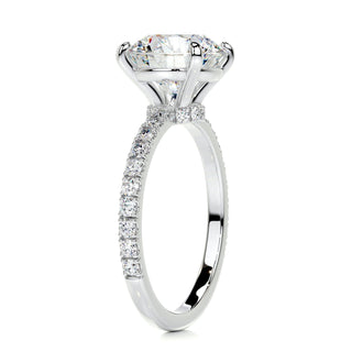 3.12ct Round Cut Hidden Halo Pave Moissanite Diamond Engagement Ring