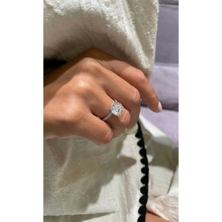 3.12ct Round Cut Hidden Halo Pave Moissanite Diamond Engagement Ring