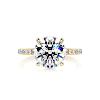 3.12ct Round Cut Hidden Halo Pave Moissanite Diamond Engagement Ring