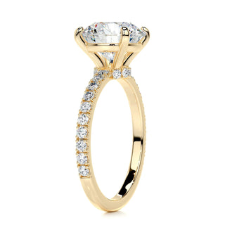 3.12ct Round Cut Hidden Halo Pave Moissanite Diamond Engagement Ring