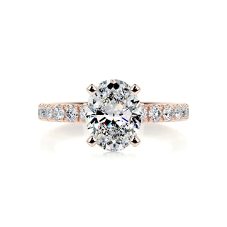 2.15ct Oval Cut Pave Diamond Moissanite Engagement Ring