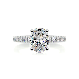2.15ct Oval Cut Pave Diamond Moissanite Engagement Ring