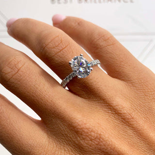 2.15ct Oval Cut Pave Diamond Moissanite Engagement Ring