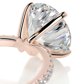 Timeless 1.0ct round pave moissanite ring angled view showing its sparkle
