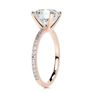 Timeless 1.0ct round pave moissanite ring side profile view