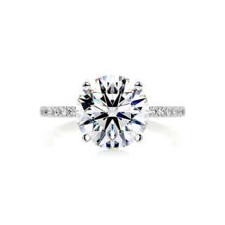 Timeless 1.0ct round pave moissanite ring top view