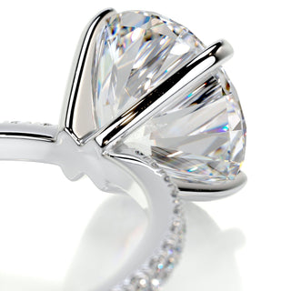 Timeless 1.0ct round pave moissanite ring three quarter angled view