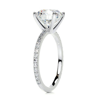 Timeless 1.0ct round pave moissanite ring detail view of the band