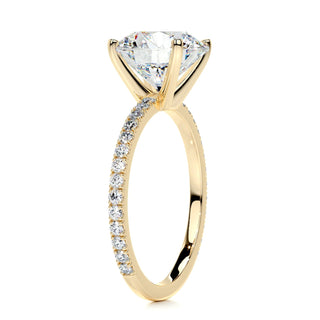 Timeless 1.0ct round pave moissanite ring macro detail of the stones