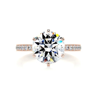 3.12ct Round Cut Pave Channel Diamond Moissanite Engagement Ring