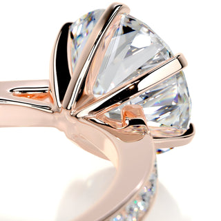 3.12ct Round Cut Pave Channel Diamond Moissanite Engagement Ring