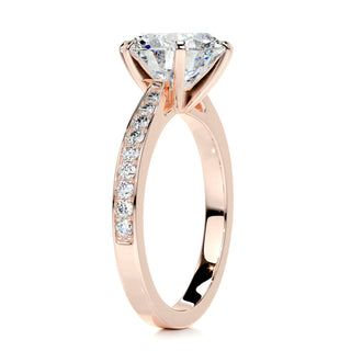 3.12ct Round Cut Pave Channel Diamond Moissanite Engagement Ring