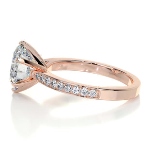 3.12ct Round Cut Pave Channel Diamond Moissanite Engagement Ring