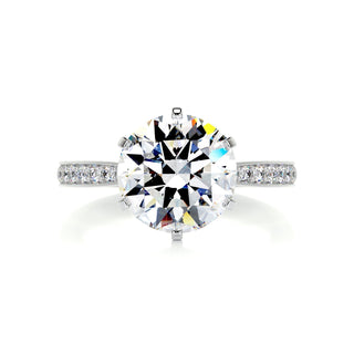 3.12ct Round Cut Pave Channel Diamond Moissanite Engagement Ring