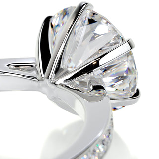 3.12ct Round Cut Pave Channel Diamond Moissanite Engagement Ring