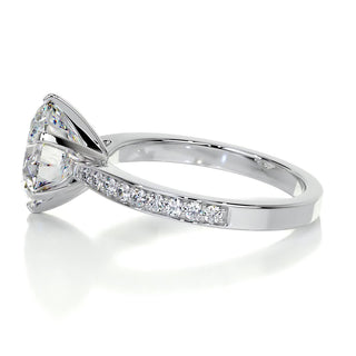 3.12ct Round Cut Pave Channel Diamond Moissanite Engagement Ring