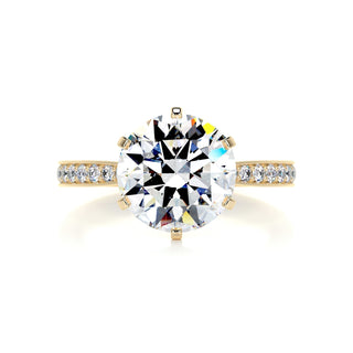 3.12ct Round Cut Pave Channel Diamond Moissanite Engagement Ring