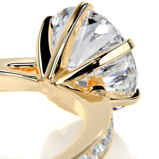 3.12ct Round Cut Pave Channel Diamond Moissanite Engagement Ring