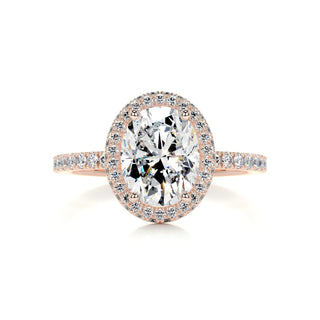 2.15ct Oval Cut Halo Pave Diamond Moissanite Engagement Ring