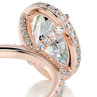 2.15ct Oval Cut Halo Pave Diamond Moissanite Engagement Ring