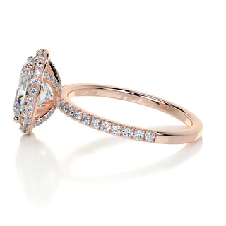 2.15ct Oval Cut Halo Pave Diamond Moissanite Engagement Ring