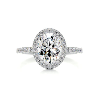 2.15ct Oval Cut Halo Pave Diamond Moissanite Engagement Ring