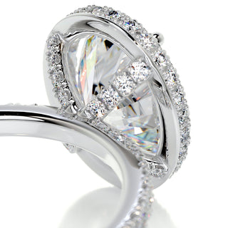 2.15ct Oval Cut Halo Pave Diamond Moissanite Engagement Ring