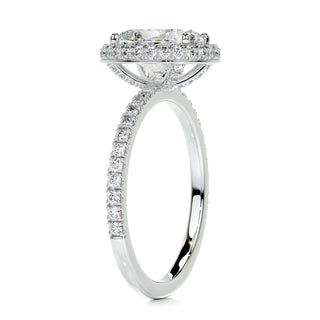 2.15ct Oval Cut Halo Pave Diamond Moissanite Engagement Ring