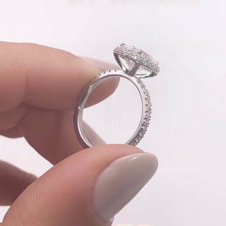 2.15ct Oval Cut Halo Pave Diamond Moissanite Engagement Ring