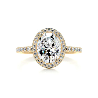 2.15ct Oval Cut Halo Pave Diamond Moissanite Engagement Ring