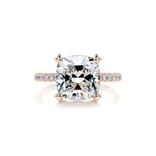 3.12ct Cushion Cut Hidden Halo Pave Moissanite Diamond Engagement Ring