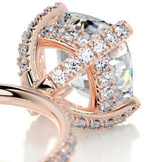 3.12ct Cushion Cut Hidden Halo Pave Moissanite Diamond Engagement Ring