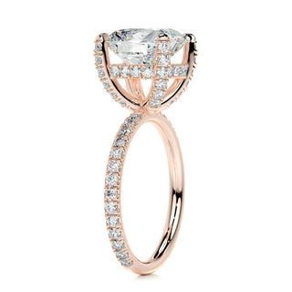 3.12ct Cushion Cut Hidden Halo Pave Moissanite Diamond Engagement Ring