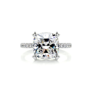 3.12ct Cushion Cut Hidden Halo Pave Moissanite Diamond Engagement Ring