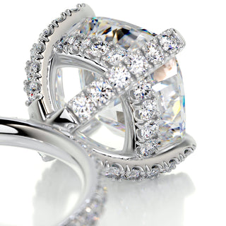 3.12ct Cushion Cut Hidden Halo Pave Moissanite Diamond Engagement Ring