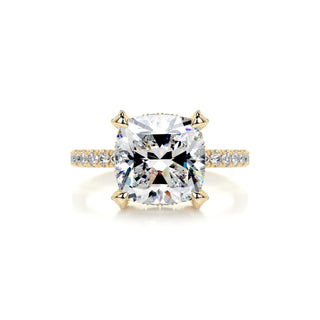 3.12ct Cushion Cut Hidden Halo Pave Moissanite Diamond Engagement Ring