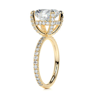 3.12ct Cushion Cut Hidden Halo Pave Moissanite Diamond Engagement Ring