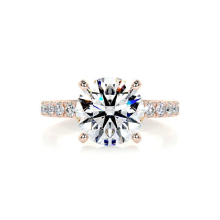Shimmering 3.12ct round pave moissanite ring front view