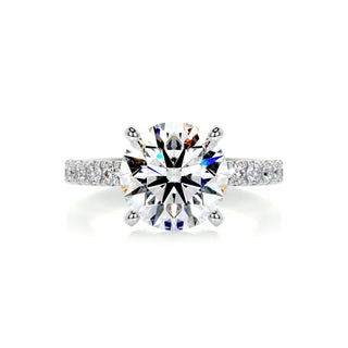Shimmering 3.12ct round pave moissanite ring top view