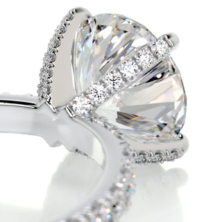Shimmering 3.12ct round pave moissanite ring three quarter angled view