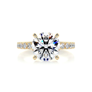 Shimmering 3.12ct round pave moissanite ring overhead view