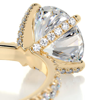 Shimmering 3.12ct round pave moissanite ring tilted view catching the light
