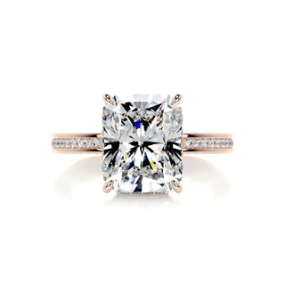 3.08ct Radiant Cut Hidden Halo Channel Diamond Moissanite Engagement Ring