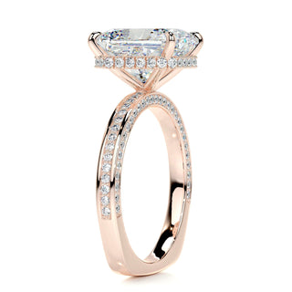 3.08ct Radiant Cut Hidden Halo Channel Diamond Moissanite Engagement Ring