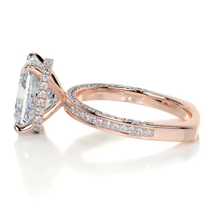 3.08ct Radiant Cut Hidden Halo Channel Diamond Moissanite Engagement Ring