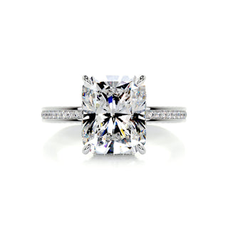 3.08ct Radiant Cut Hidden Halo Channel Diamond Moissanite Engagement Ring